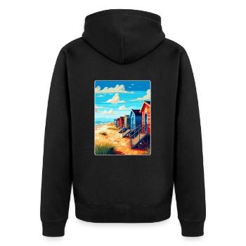 Wells à côté de la mer Angleterre Royaume-Uni Affiche de voyage WPA - Veste à capuche bio Premium Unisexe - noir - Dos - Nico (187cm)