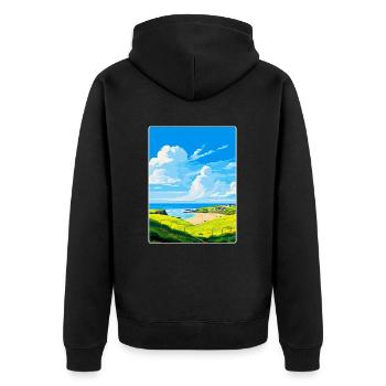 Crantock Cornwall England Uk Travel Poster WPA - Unisex Premium Organic Zip Hoodie - black - Back - Nico (187cm)