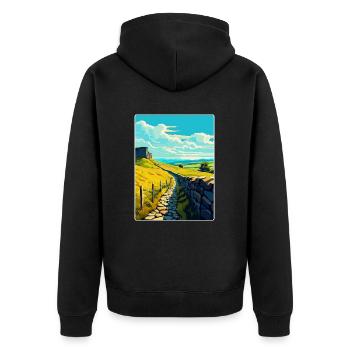 Hadrian England Großbritannien Reise Poster Souvenir WPA - Unisex Premium Bio Zip Hoodie - Schwarz - Hinten - Nico (187cm)