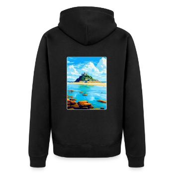 Marazion Cornwall England Uk Travel Poster WPA - Unisex Premium Organic Zip Hoodie - black - Back - Nico (187cm)
