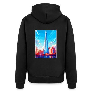 The Shard England Uk Travel Poster Souvenir WPA - Unisex Premium Organic Zip Hoodie - black - Back - Nico (187cm)