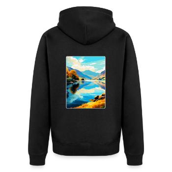Ullswater Lake District Travel Poster Souvenir WPA - Unisex Premium Organic Zip Hoodie - black - Back - Nico (187cm)