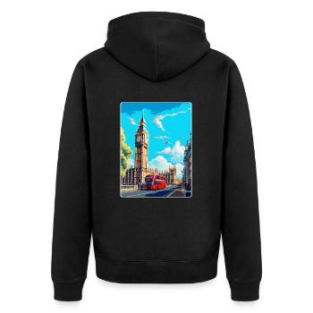 Big Ben London England Uk Travel Poster Souvenir - Unisex Premium Organic Zip Hoodie - black - Back - Nico (187cm)