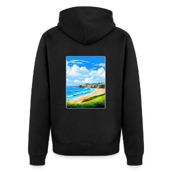 Maenporth Cornwall England Uk Travel Poster WPA - Unisex Premium Organic Zip Hoodie - black - Back - Nico (187cm)