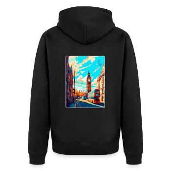 London England Uk Vintage Travel Poster Souvenir - Unisex Premium Organic Zip Hoodie - black - Back - Nico (187cm)