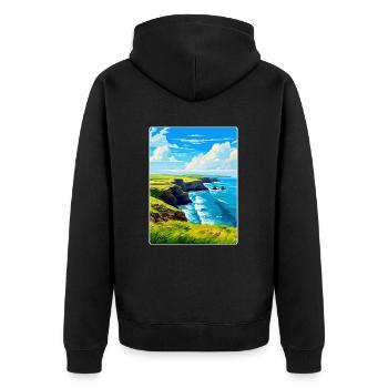 Lizard Peninsula Cornwall England Uk Travel Poster - Unisex Premium Organic Zip Hoodie - black - Back - Nico (187cm)