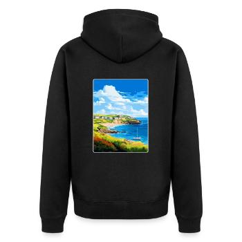 Coverack Cornwall England Uk Travel Poster WPA - Unisex Premium Organic Zip Hoodie - black - Back - Nico (187cm)