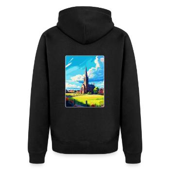 St Andrews, Écosse, Royaume-Uni, Affiche de voyage, Souvenir WPA - Veste à capuche bio Premium Unisexe - noir - Dos - Nico (187cm)