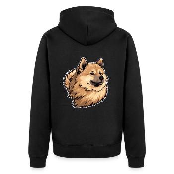 Eurasier Hund Hundekopf - Unisex Premium Bio Zip Hoodie - Schwarz - Hinten - Nico (187cm)