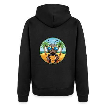 Ameise lustige Cartoon Sommer Strand Sonnenbrille Aufkleber - Unisex Premium Bio Zip Hoodie - Schwarz - Hinten - Nico (187cm)