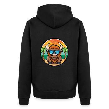 Bison Lustige Cartoon Sommer Strand Sonnenbrille Cool - Unisex Premium Bio Zip Hoodie - Schwarz - Hinten - Nico (187cm)