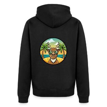 Hirsch Lustige Cartoon Sommer Strand Sonnenbrille Aufkleber - Unisex Premium Bio Zip Hoodie - Schwarz - Hinten - Nico (187cm)