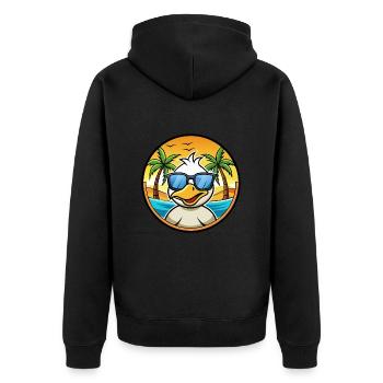Ente Lustige Cartoon Sommer Strand Sonnenbrille Aufkleber - Unisex Premium Bio Zip Hoodie - Schwarz - Hinten - Nico (187cm)