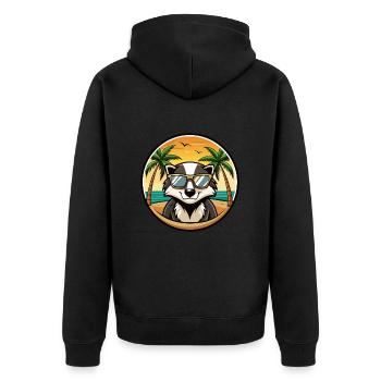 Dachs Lustige Cartoon Sommer Strand Sonnenbrille Cool - Unisex Premium Bio Zip Hoodie - Schwarz - Hinten - Nico (187cm)