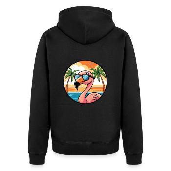 Flamingo Funny Cartoon Lunettes de soleil de plage d’été - Veste à capuche bio Premium Unisexe - noir - Dos - Nico (187cm)