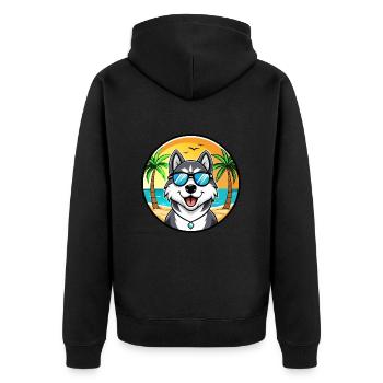 Husky Dog Drôle Dessin Animé Plage Lunettes De Soleil - Veste à capuche bio Premium Unisexe - noir - Dos - Nico (187cm)