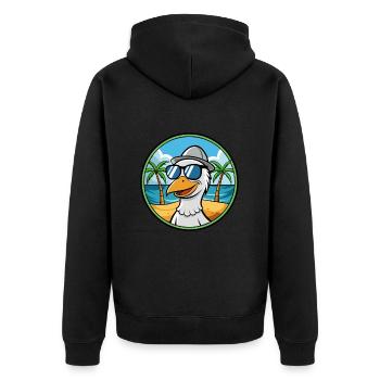 Gans Lustige Cartoon Sommer Strand Sonnenbrille Cool - Unisex Premium Bio Zip Hoodie - Schwarz - Hinten - Nico (187cm)