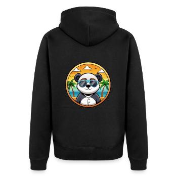 Panda Lustige Cartoon Sommer Strand Sonnenbrille Cool - Unisex Premium Bio Zip Hoodie - Schwarz - Hinten - Nico (187cm)