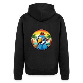 Papagei Lustige Cartoon Sommer Strand Sonnenbrille Cool - Unisex Premium Bio Zip Hoodie - Schwarz - Hinten - Nico (187cm)