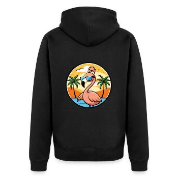 Flamingo Funny Cartoon Lunettes de soleil de plage d’été - Veste à capuche bio Premium Unisexe - noir - Dos - Nico (187cm)