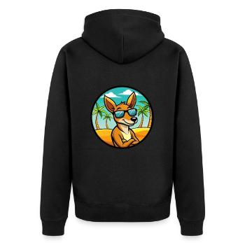 Kangaroo Funny Cartoon Summer Beach Sunglasses - Unisex Premium Organic Zip Hoodie - black - Back - Nico (187cm)