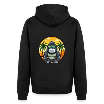 Gorilla Funny Cartoon Summer Beach Sunglasses Cool - Unisex Premium Organic Zip Hoodie - black - Back - Nico (187cm)