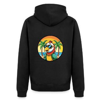 Papagei Lustige Cartoon Sommer Strand Sonnenbrille Cool - Unisex Premium Bio Zip Hoodie - Schwarz - Hinten - Nico (187cm)