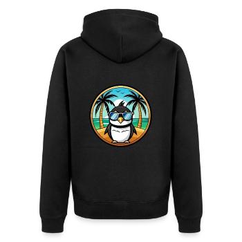 Penguin Funny Cartoon Summer Beach Sunglasses Cool - Unisex Premium Organic Zip Hoodie - black - Back - Nico (187cm)