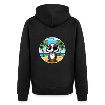 Dachs Lustige Cartoon Sommer Strand Sonnenbrille Cool - Unisex Premium Bio Zip Hoodie - Schwarz - Hinten - Nico (187cm)