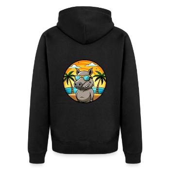 Tapir Lustige Cartoon Sommer Strand Sonnenbrille Cool - Unisex Premium Bio Zip Hoodie - Schwarz - Hinten - Nico (187cm)