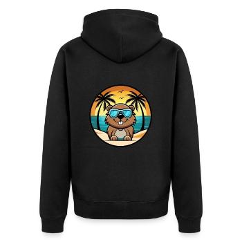 Biber Lustige Cartoon Sommer Strand Sonnenbrille Cool - Unisex Premium Bio Zip Hoodie - Schwarz - Hinten - Nico (187cm)