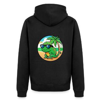 Chamäleon Lustige Cartoon Sommer Strand Sonnenbrille - Unisex Premium Bio Zip Hoodie - Schwarz - Hinten - Nico (187cm)