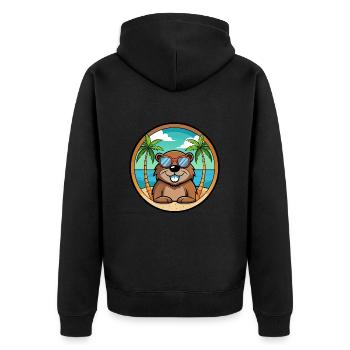 Castor Drôle Dessin Animé Plage D’été Lunettes De Soleil Cool - Veste à capuche bio Premium Unisexe - noir - Dos - Nico (187cm)