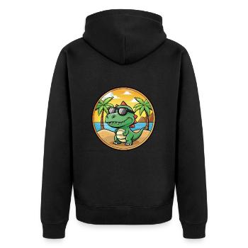 Dinosaur Funny Cartoon Summer Beach Sunglasses - Unisex Premium Organic Zip Hoodie - black - Back - Nico (187cm)