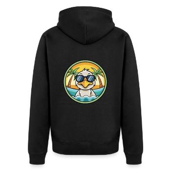 Ente Lustige Cartoon Sommer Strand Sonnenbrille Aufkleber - Unisex Premium Bio Zip Hoodie - Schwarz - Hinten - Nico (187cm)