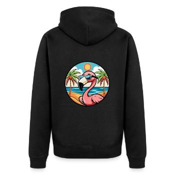 Flamingo Funny Cartoon Lunettes de soleil de plage d’été - Veste à capuche bio Premium Unisexe - noir - Dos - Nico (187cm)