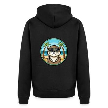Otter Lustige Cartoon Sommer Strand Sonnenbrille Cool - Unisex Premium Bio Zip Hoodie - Schwarz - Hinten - Nico (187cm)