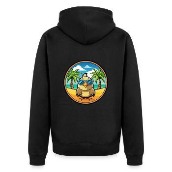 Wachtel Lustige Cartoon Sommer Strand Sonnenbrille Cool - Unisex Premium Bio Zip Hoodie - Schwarz - Hinten - Nico (187cm)