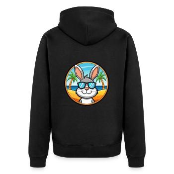 Rabbit Funny Cartoon Summer Beach Sunglasses Cool - Unisex Premium Organic Zip Hoodie - black - Back - Nico (187cm)