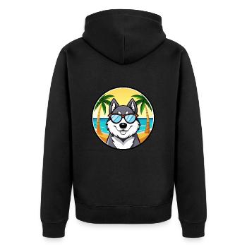 Husky Dog Drôle Dessin Animé Plage Lunettes De Soleil - Veste à capuche bio Premium Unisexe - noir - Dos - Nico (187cm)