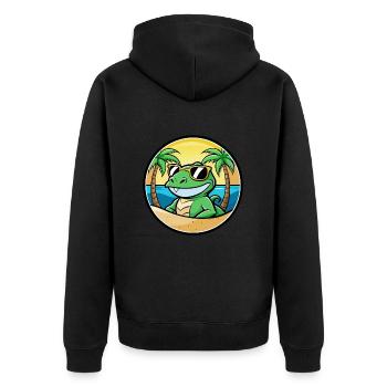 Lizard Funny Cartoon Summer Beach Sunglasses Cool - Unisex Premium Organic Zip Hoodie - black - Back - Nico (187cm)