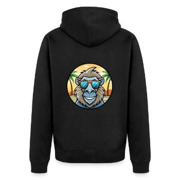 Babouin Drôle Dessin Animé Plage D’été Lunettes De Soleil Cool - Veste à capuche bio Premium Unisexe - noir - Dos - Nico (187cm)