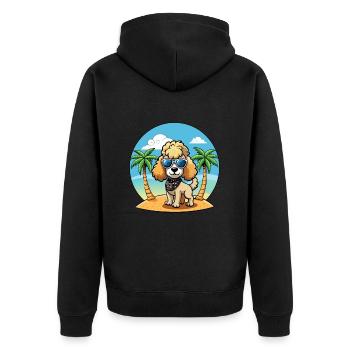Caniche Chien Drôle Dessin Animé Plage De Plage Lunettes De Soleil - Veste à capuche bio Premium Unisexe - noir - Dos - Nico (187cm)