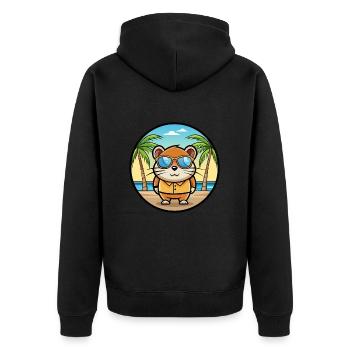 Hamster Lustig Cartoon Sommer Strand Sonnenbrille Cool - Unisex Premium Bio Zip Hoodie - Schwarz - Hinten - Nico (187cm)