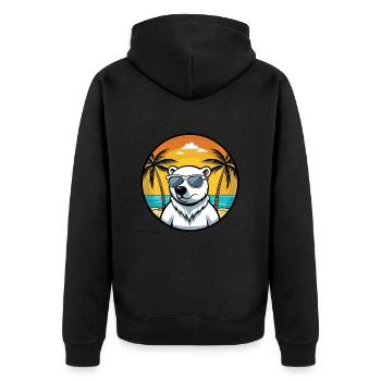 Polar Bear Funny Cartoon Summer Beach Sunglasses - Unisex Premium Organic Zip Hoodie - black - Back - Nico (187cm)