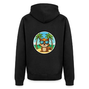 Squirrel Funny Cartoon Summer Beach Sunglasses - Unisex Premium Organic Zip Hoodie - black - Back - Nico (187cm)