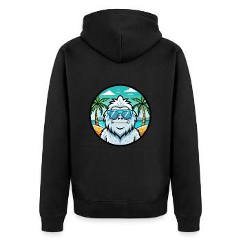 Yeti Lustige Cartoon Sommer Strand Sonnenbrille Aufkleber - Unisex Premium Bio Zip Hoodie - Schwarz - Hinten - Nico (187cm)