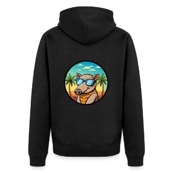 Tapir Lustige Cartoon Sommer Strand Sonnenbrille Cool - Unisex Premium Bio Zip Hoodie - Schwarz - Hinten - Nico (187cm)