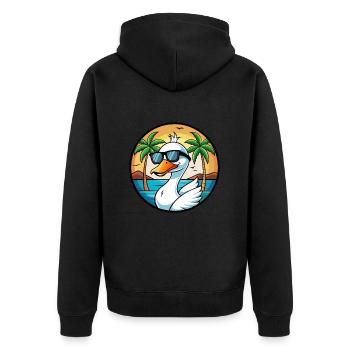 Schwan Lustige Cartoon Sommer Strand Sonnenbrille Aufkleber - Unisex Premium Bio Zip Hoodie - Schwarz - Hinten - Nico (187cm)