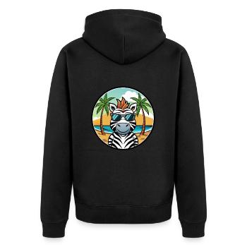 Zebra Lustige Cartoon Sommer Strand Sonnenbrille Cool - Unisex Premium Bio Zip Hoodie - Schwarz - Hinten - Nico (187cm)